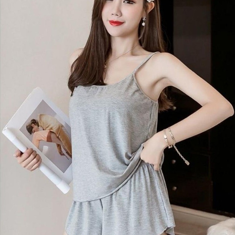 Original Setelan Tanktop Wanita Sexy/One Set Baju Tidur Wanita/Setelan Singlet Wanita Jumbo/Setelan 