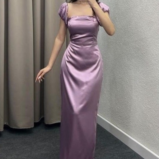 100% AMAN DRESS SABRINA SATIN SILK TINA DRESS KOREAN
