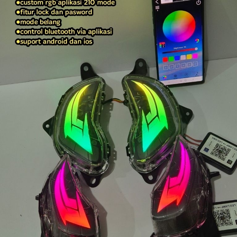 LAMPU SEIN HONDA SCOOPY NEW 2020 2021 2022 2023 2024 CUSTOM LAZY LED RGB APLIKASI 210 MODE
