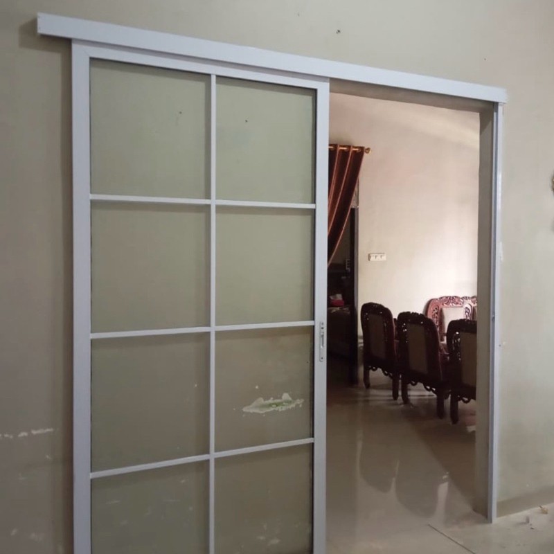 pintu sleding 200x100 kaca aluminium