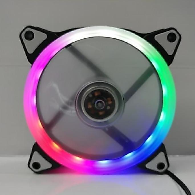 Oassi- Sku-1220 Fan Casing 12Cm Rgb Led Rainbow Konektor Molex Fan Case Kipas Angin Cpu Komputer Com