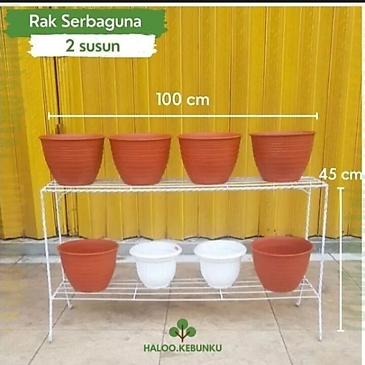 RAK POT BUNGA BESI BERTINGKAT 2 SUSUN PANJANG 100 CM