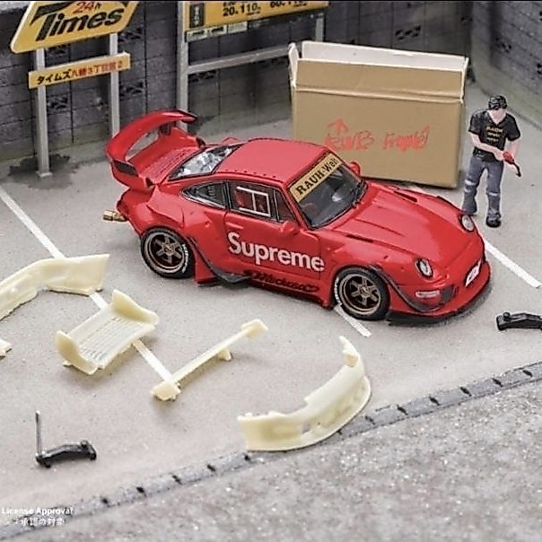 Star Model Diecast Skala 64 Porsche RWB 993 GT Wings Supreme Red Exclusive Version Figure + Aksesori