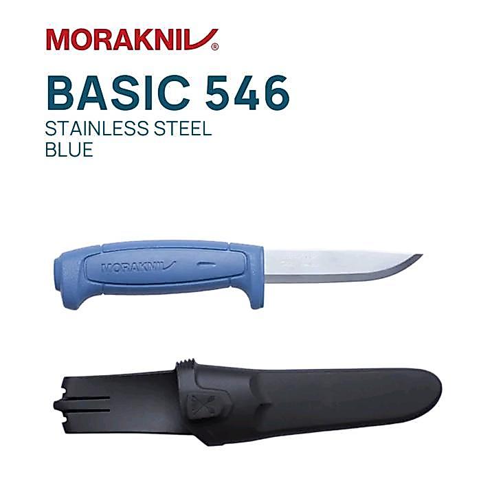 pisau morakniv basic 511 546 bushcraft survival carbon stainless steel - Stainless Blue
