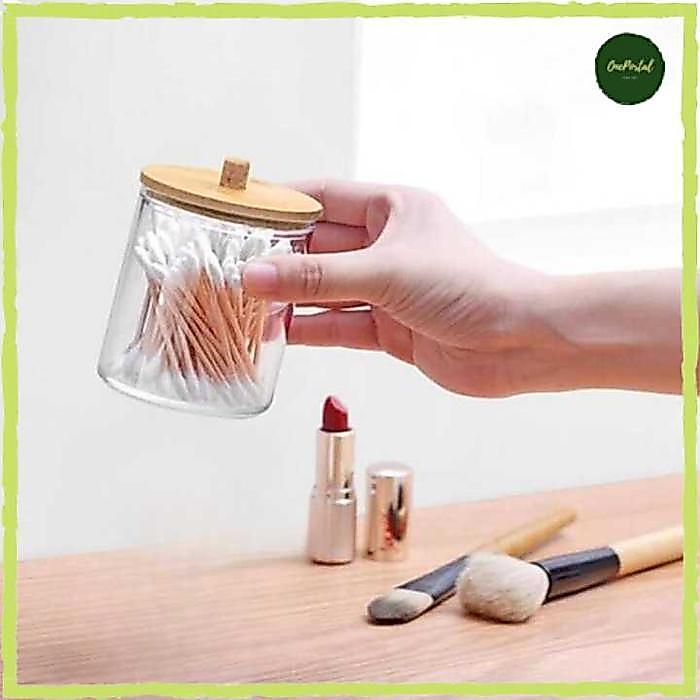 Tempat Kapas Cotton Bud Toples Plastik Make Up Organizer