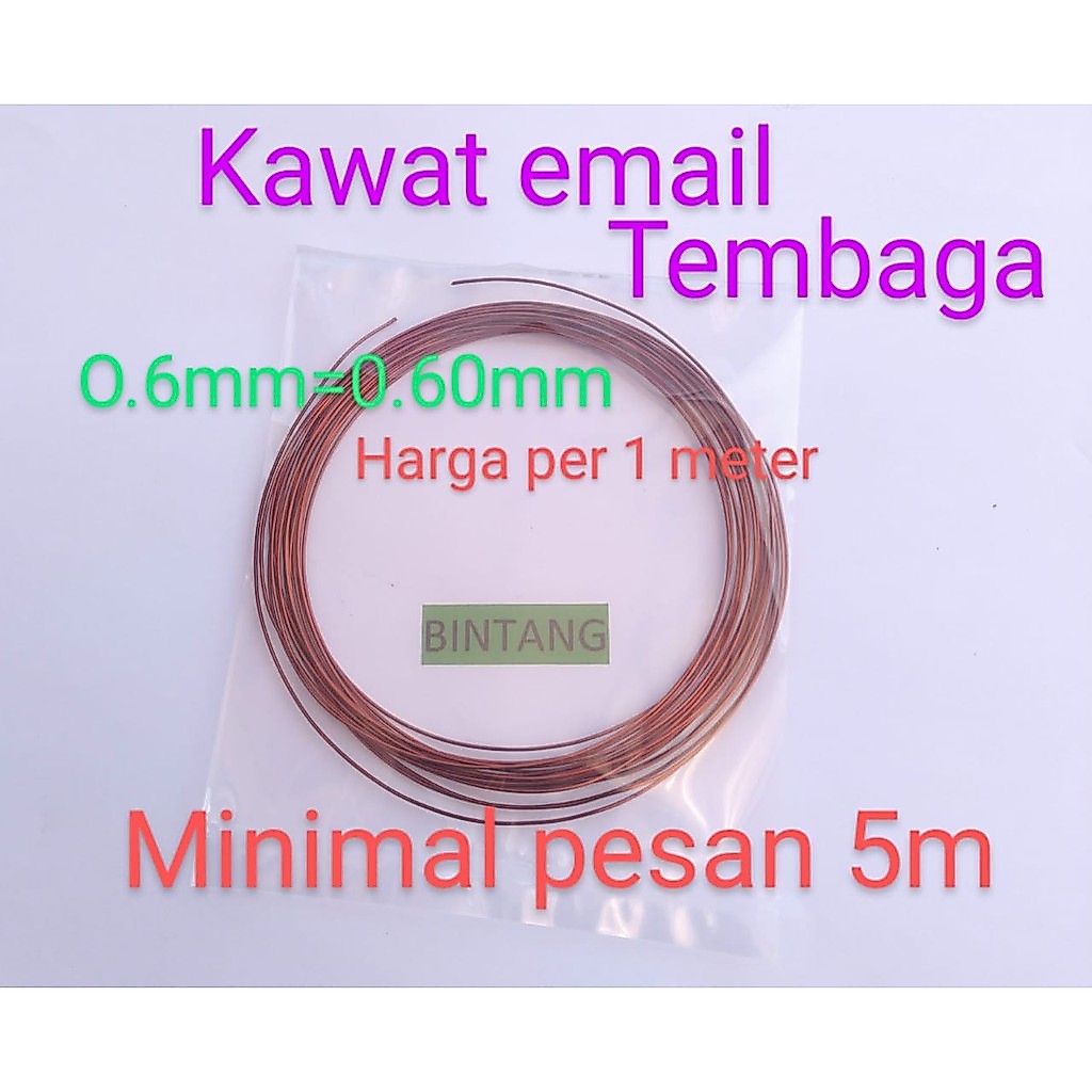 Kawat tembaga email kabel gulungan trafo 0.6mm meteran