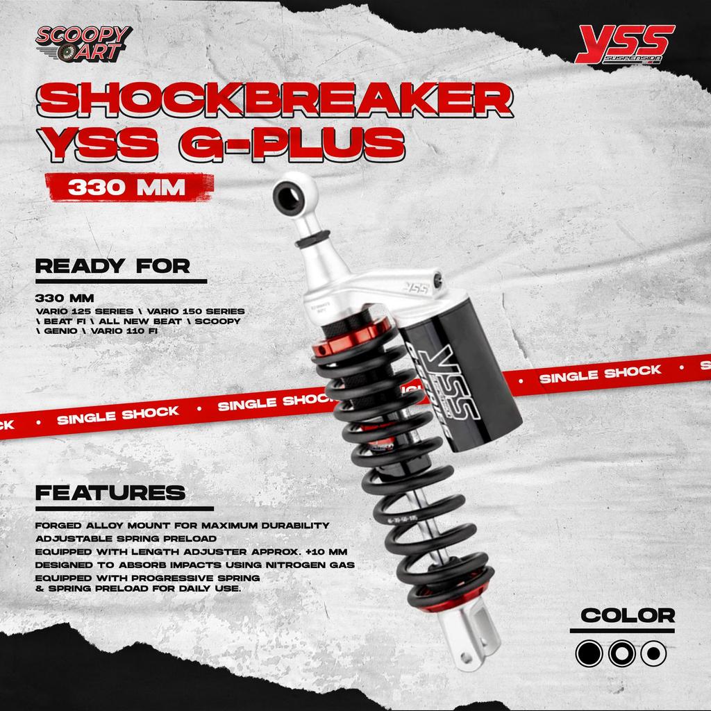 Shockbreaker YSS Single Shock G-Plus 330 mm Black Silver g Plus Vario Beat 330mm