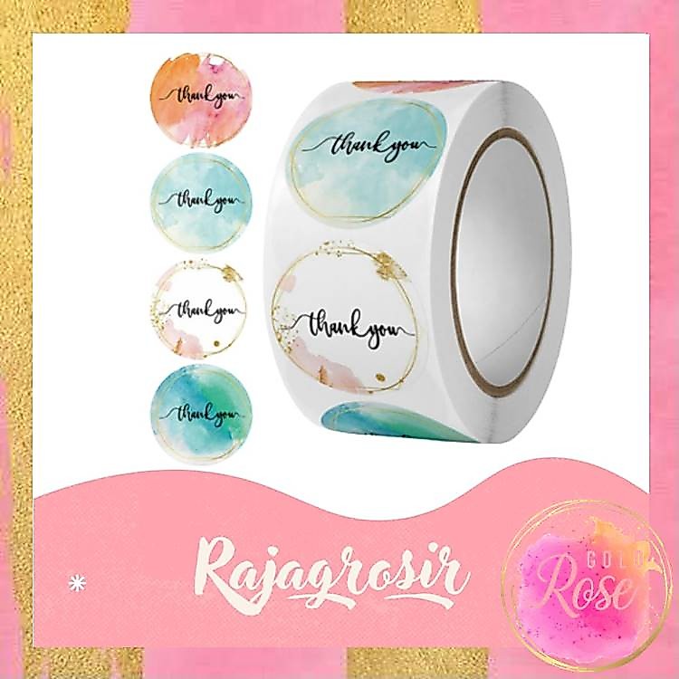 Rosegold 5195 Stiker Thank You Stiker Tempel Thank You 500 PCS Stiker Thank You 1 Roll Stiker Thank 