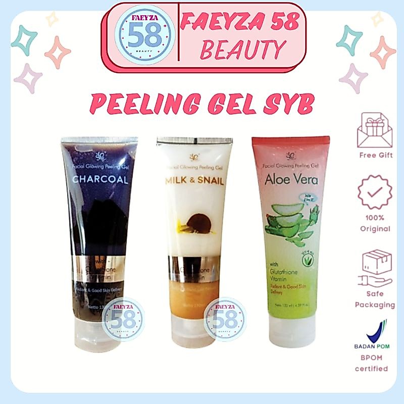 READY‼️ SYB FACIAL GLOWING PEELING GEL SYB PEELING GEL ALOEVERA MILK SNAIL CHARCOAL PEELING GEL. EXF