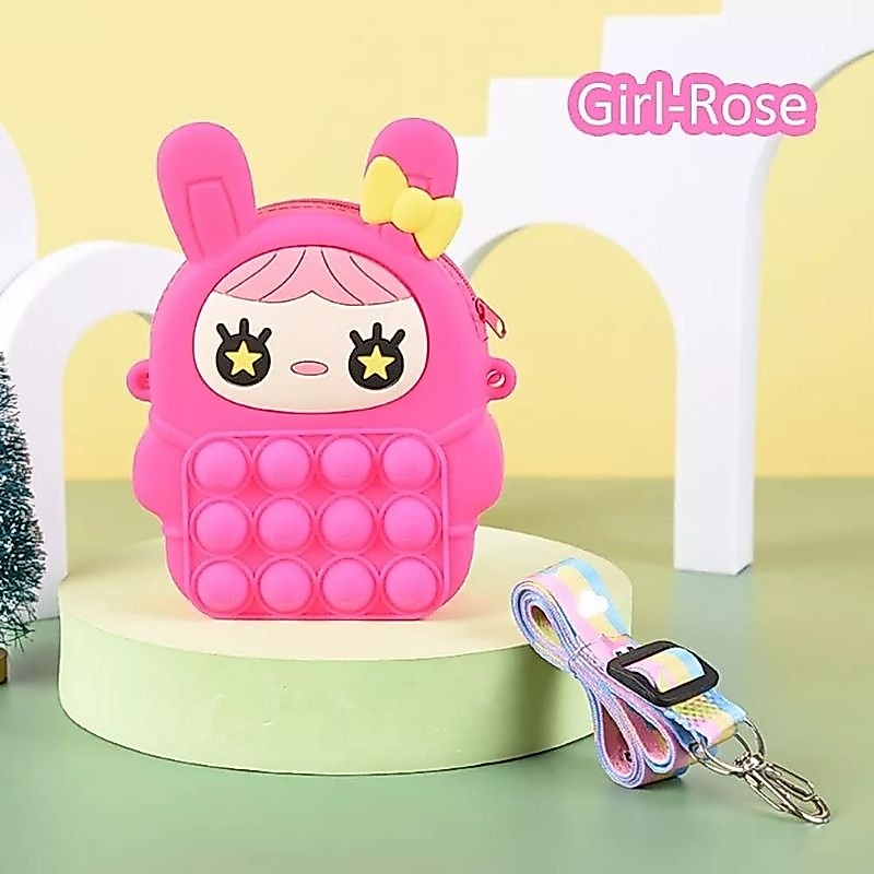 Bundara.id Ta-1100 Tas anak lucu Tas Selempang Pop It Mini Rubber Motif Tas anak karakter