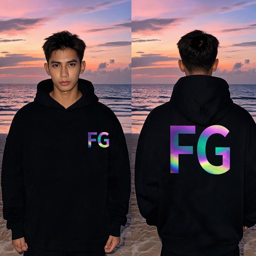 COD FG LOGO Laser Hoodie Unisex Reguler Hitam Logo Berubah Warna Premium - Ready Stock