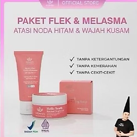 Paket Flek Hiqween isi 3 Day Cream , Sunscreen hiqween , Retinol soap