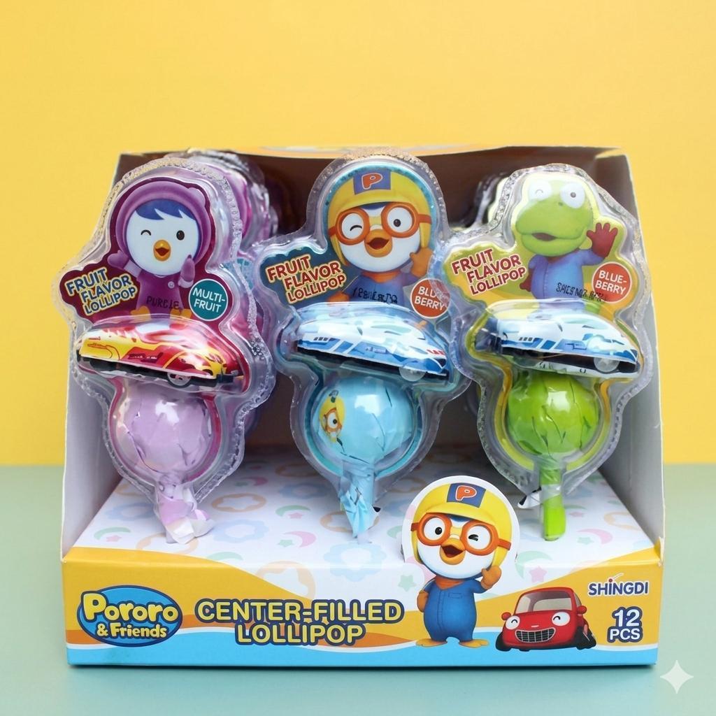 YUMMYLICIOUS PORORO LOLIPOP CAR PERMEN RASA BUAH FREE TOYS