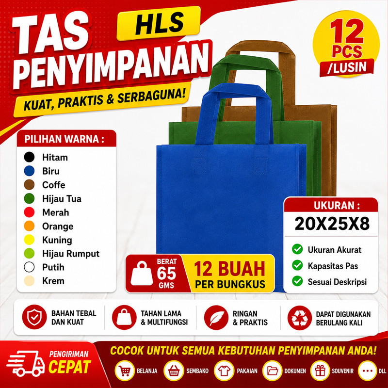 Tas Spunbond 20 x 25 Handle Goodie Bag Tote Bag Tas Kain Souvenir Hampers Spunbond - Lusin/