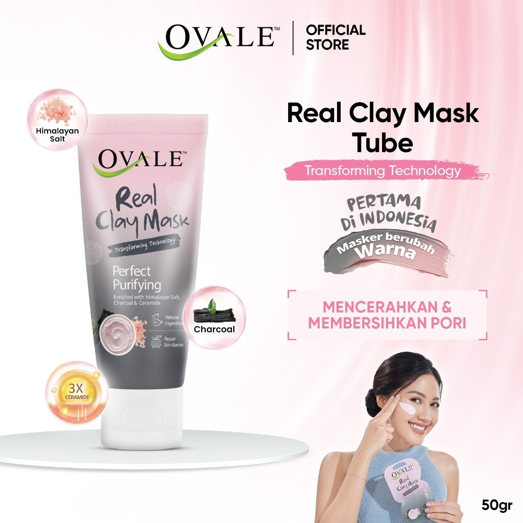 DIANARA_STORE Ovale Real Clay Mask Perfect Purifying 50g Masker Wajah Berubah Warna Himalayan Salt