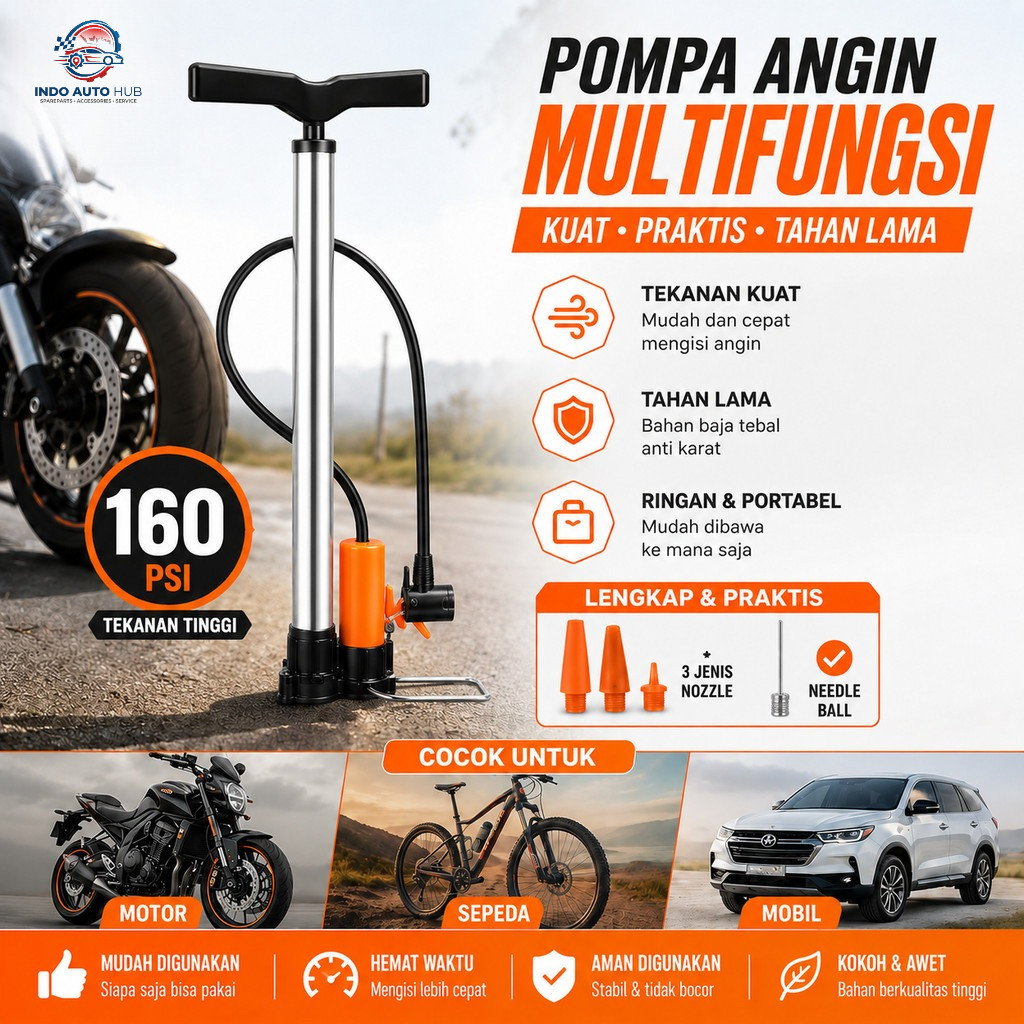 Pompa Angin Sepeda Motor Mobil High Pressure Pompa Angin Portable Untuk ban mobil