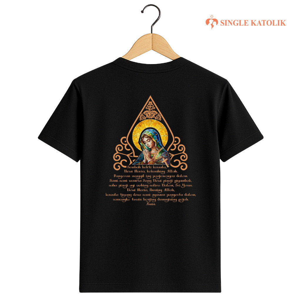 DOA SALAM MARIA BAHASA JAWA - Kaos Rohani - Katun Premium 100% - Sangat Nyaman - Single Katolik Offi
