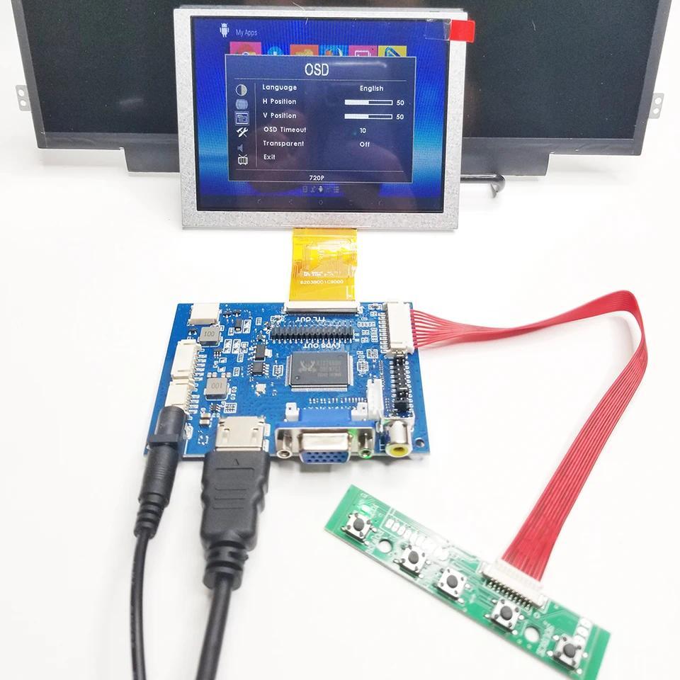 Panel Layar LCD TFT 5 inci 640x480 ZJ050NA-08C dengan Papan Pengontrol Driver LCD HDMI VGA AV untuk 