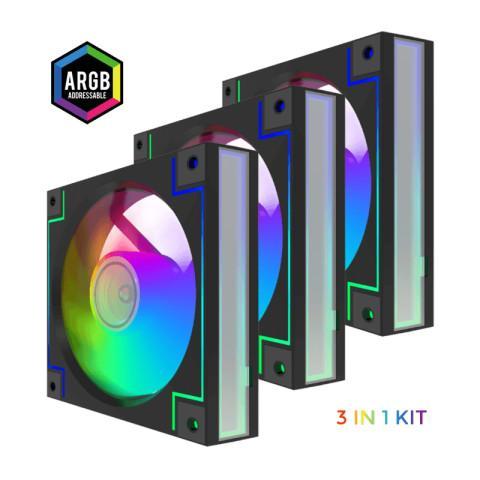 Gamemax RD300 3IN1 Black - 3x 120mm Fan Case Casing 12cm ARGB RGB Sync - BOX 1600RPM