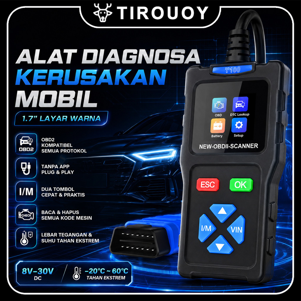 OBD2 Scanner Alat Diagnostik Mesin Trouble Code Reader/ T100 OBD 2 Mobil Scanner Universal Mesin Mob