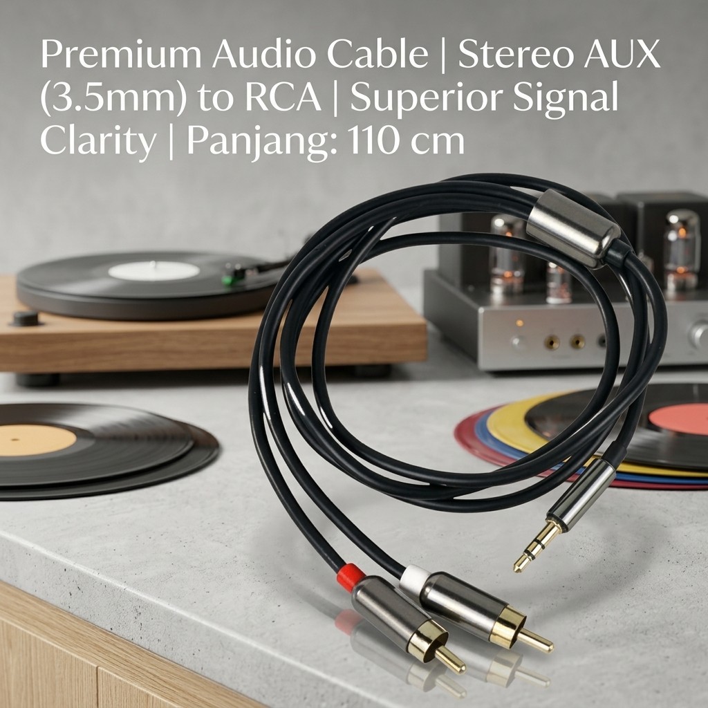Konektor Audio HP ke Speaker Besar FONKEN 3.5mm to RCA Original
