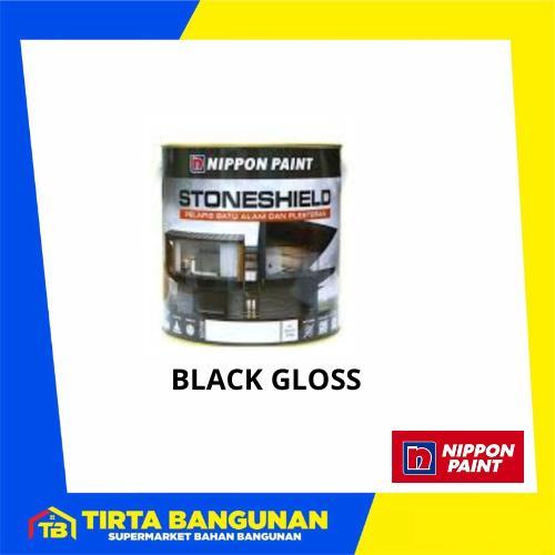 NIPPON PAINT STONESHIELD CAT PELAPIS & PELINDUNG DINDING LANTAI BATU ALAT SEMEN 1 LITER - BLACK GLOS