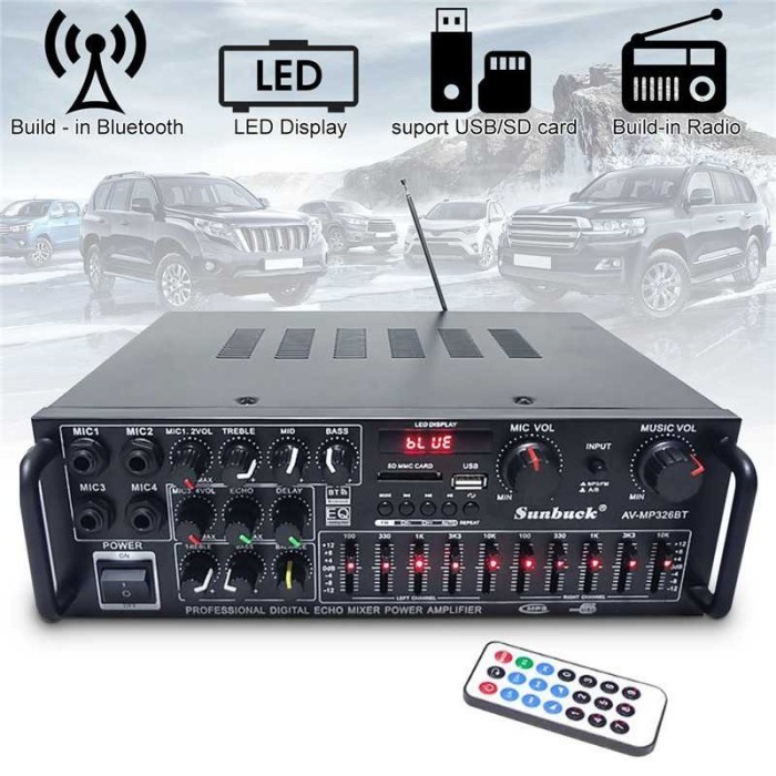 Sunbuck Bluetooth EQ Audio Amplifier KaraokeHomeTheater AV-326BT DAN AV326Z PLUS