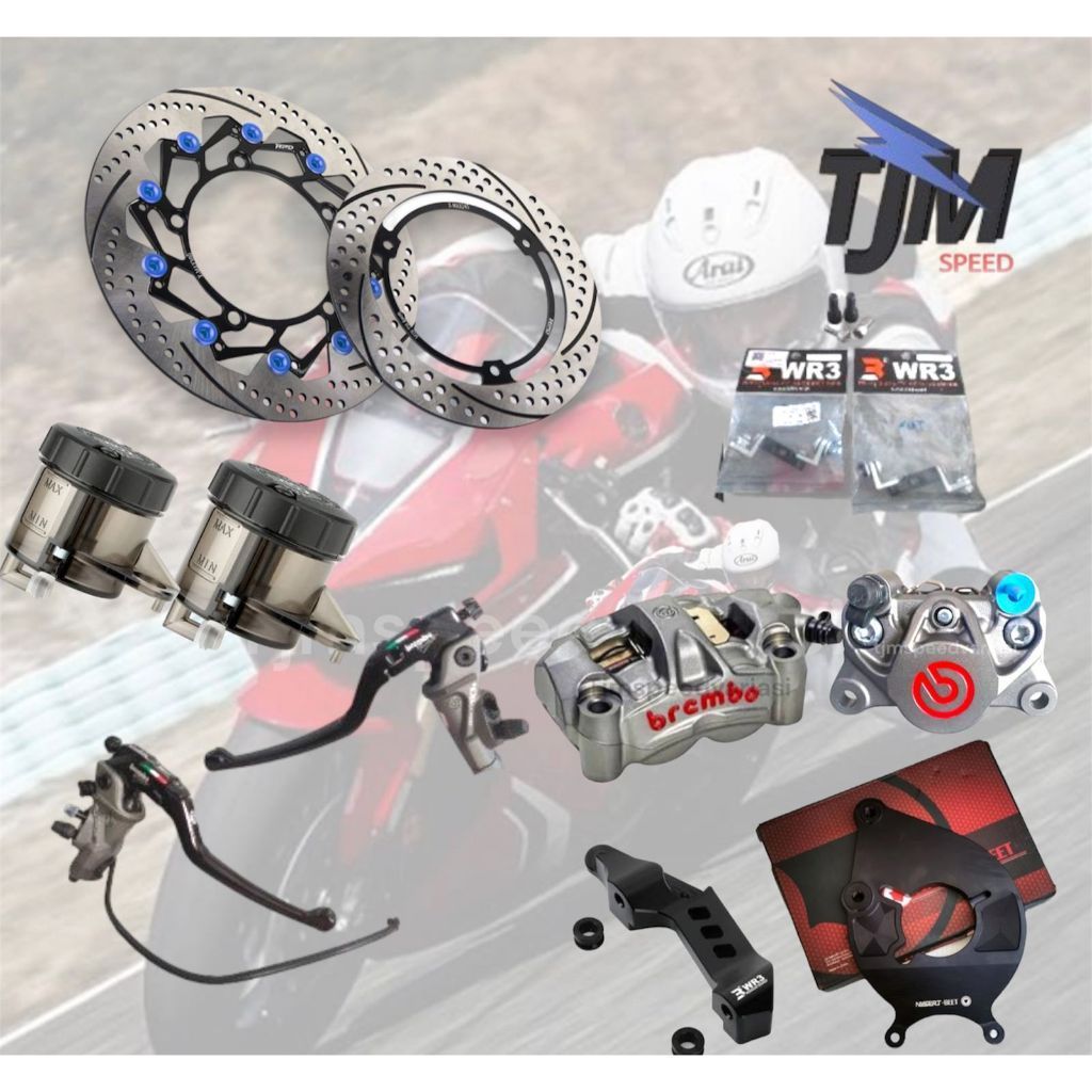paket kaliper brembo GP4RS + p2 ori italy dengan master rem brembo, selang hel, disc rpd dan kelengk