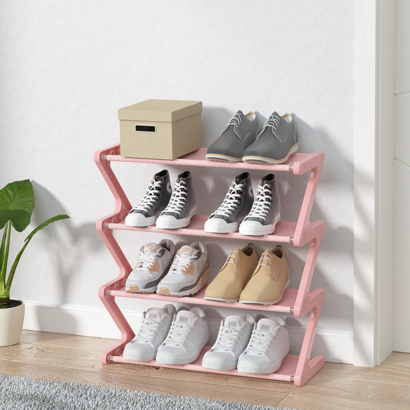 Rak sepatu berbentuk Z rak sepatu kecil multi-layer lemari sepatu anti debu untuk asrama/rumah rakit
