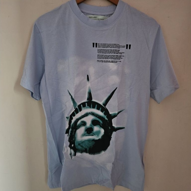 KAOS OFF WHITE LIBERTY BIRU BARU ORIGINAL