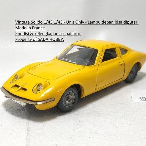 SOLIDO FRANCE 1/43 OPEL GT KUNING UNIT ONLY VINTAGE DIECAST CADATOYS