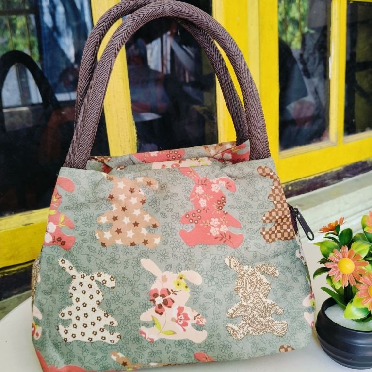 HANDBAG KATUN KANVAS, TAS LUCU, TAS HANDBAG