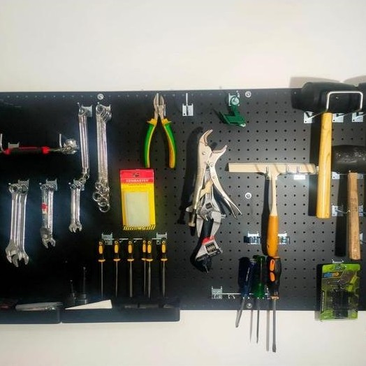 Promo Wall Hanger Tools Dinding Gantung Bengkel Hanger Storage I Pegboard Lubang Bulat Terlaris