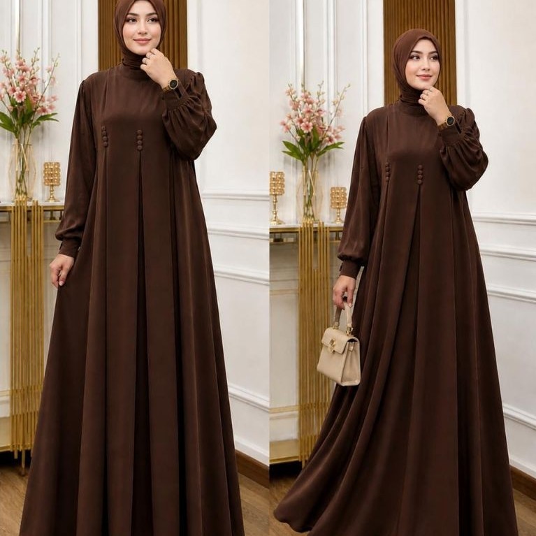 gamis kondangan gamis dress Marbella Mahogany emerald blue