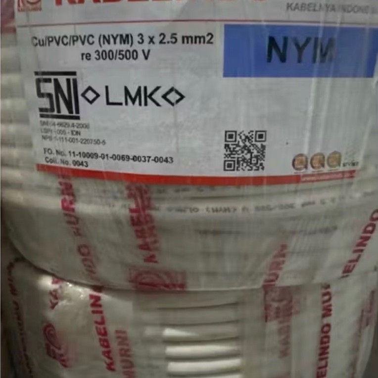 Kabel NYM 3x2,5mm Kabelindo @100mtr // NYM 3x2,5mm @100mtr Kabelindo