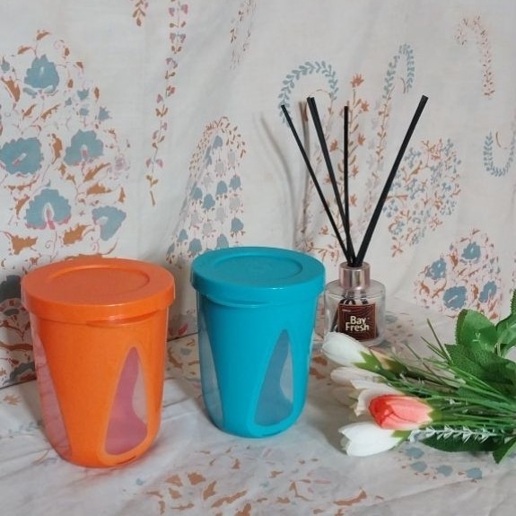 Tupperware Gelas Set Tutup Original – Wadah Minum Plastik Tebal Awet