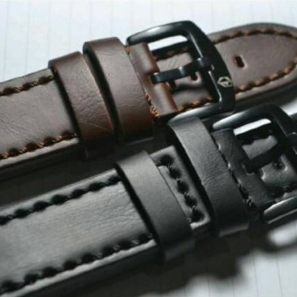 Original strap tali jam kulit hitam coklat berkualitas ukuran 22 24 26 mm expedition Premium
