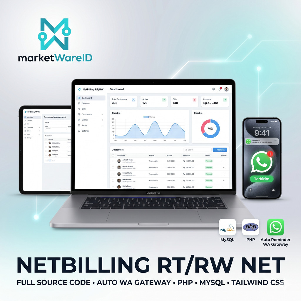 Source Code Aplikasi Billing RT/RW Net & Manajemen Pelanggan + Auto Reminder WA Gateway