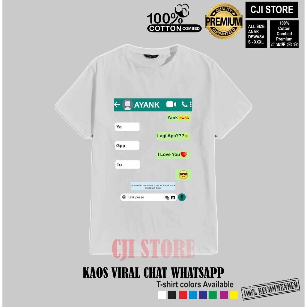 Kaos Chat WAWA Kaos  Chat Whatsapp (Bisa Request) CY1