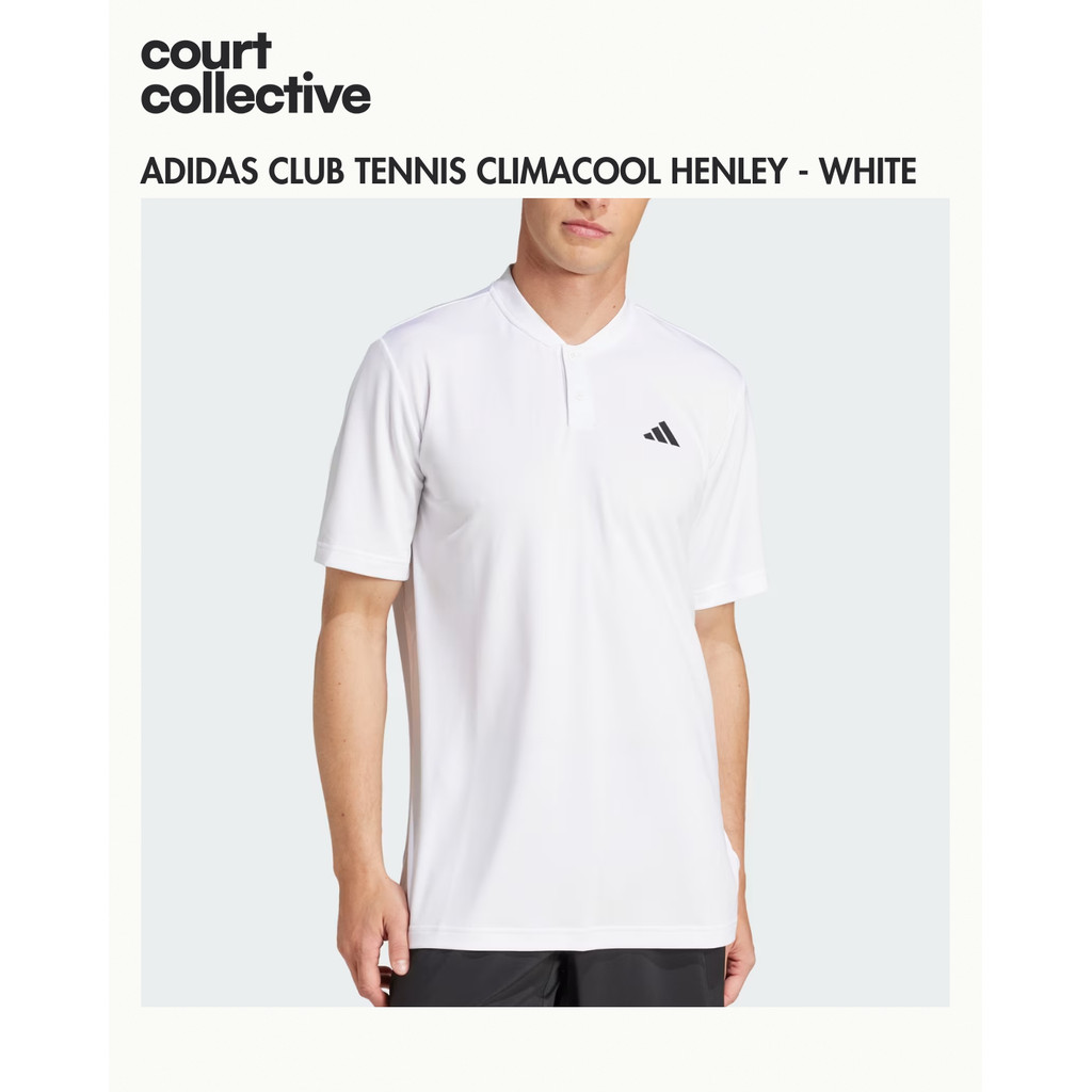 Adidas Tennis Club Climacool Henley Shirt Men - White | Polo Tenis Adidas Climacool - Putih