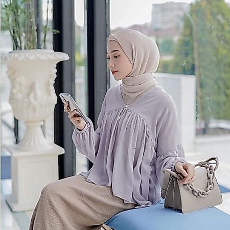 DEALOVA BLOUSE CERUTY BABYDOLL BEST SELLER / BLOUSE WANITA KOREAN LEHER V