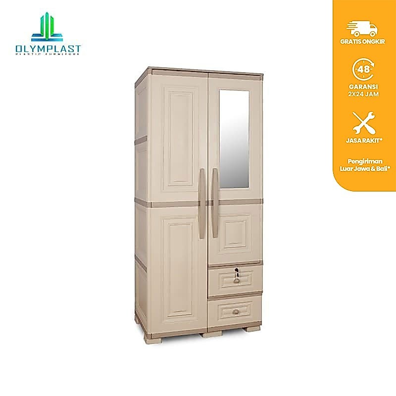 Olymplast Lemari Pakaian Plastik 2 Pintu - OTC 02P Modern