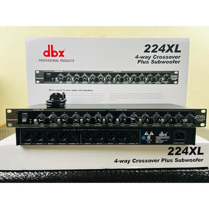 DBX CROSSOVER 224XL / 224XL / 224 XL SUBWOOFER 4 Way Stereo Plus Subwoofer Hitam XLR Balanced Ins Ou