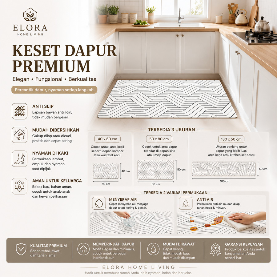 Keset Dapur Anti Slip Super Menyerap Air Keset Lantai Dapur Premium Kitchen Mat Minimalis
