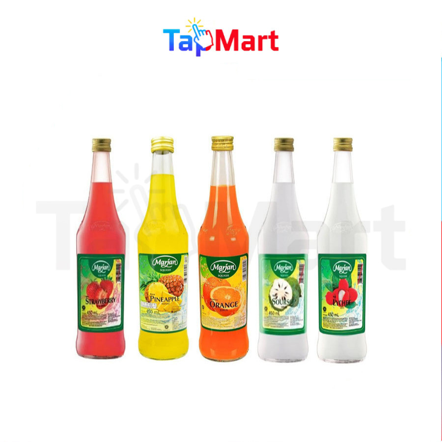 TapMart - Marjan Squash Sirup Leci Jeruk Orange Strawberry Sirsak Nanas 450 ml Syrup