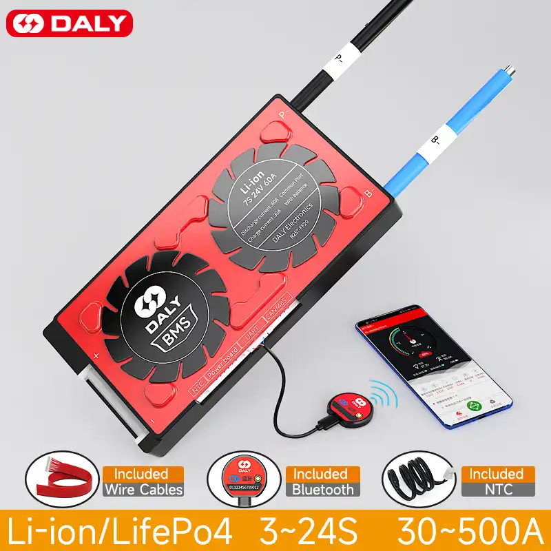 BMS Baterai Lifepo4 LTO Liion 12V 4-8S 40A 60A 80A 100A Daly Smart BMS Universal