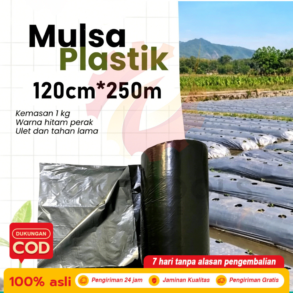 Per Roll Mulsa Hitam Perak Lebar 60cm-120cm/Mulsa Hitam Perak 1 Roll Panjang 250meter/Mulsa Hitam Pe