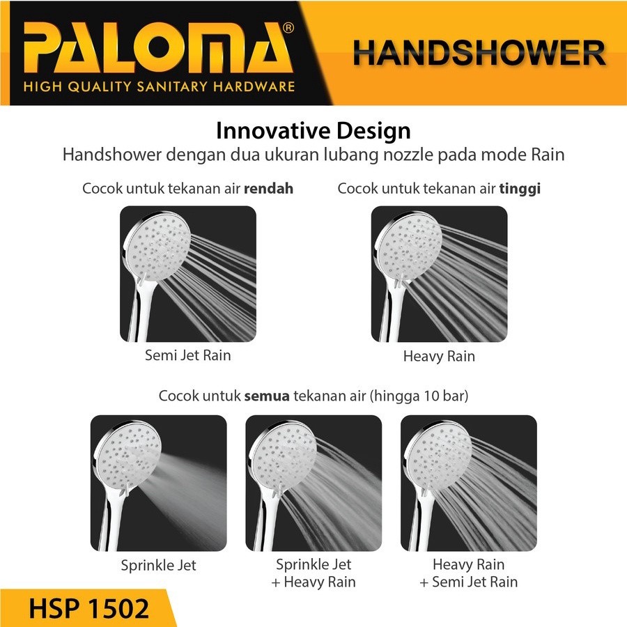 HSP 1502 Paloma Hand Shower Mandi Handshower 5 Jet Spray