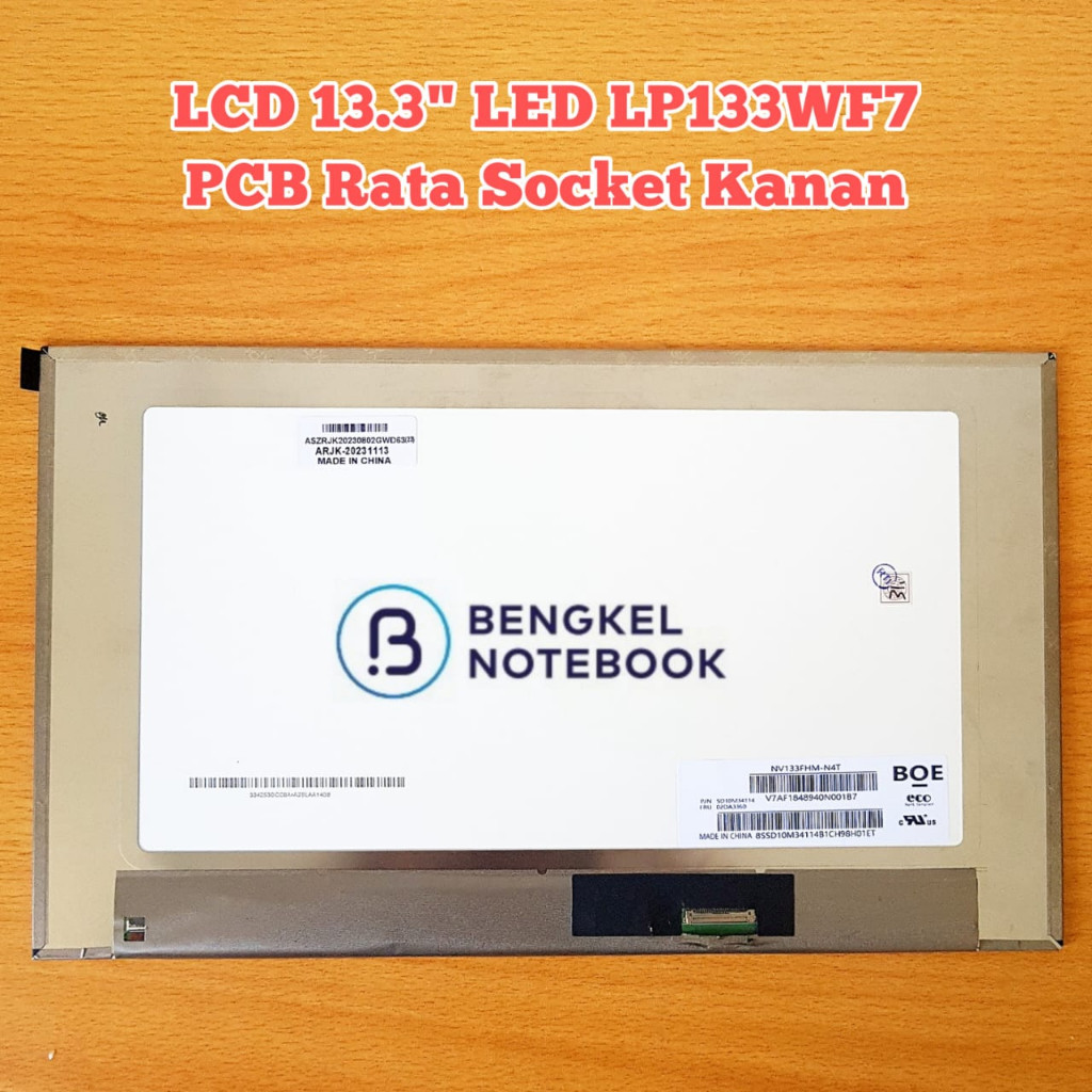LCD 13.3” LED Slim 30pin Socket Kanan FHD PCB Rata N133HCA-E5A B133HAN06.7 M133NWR9 R0 NV133FHM-N4D 