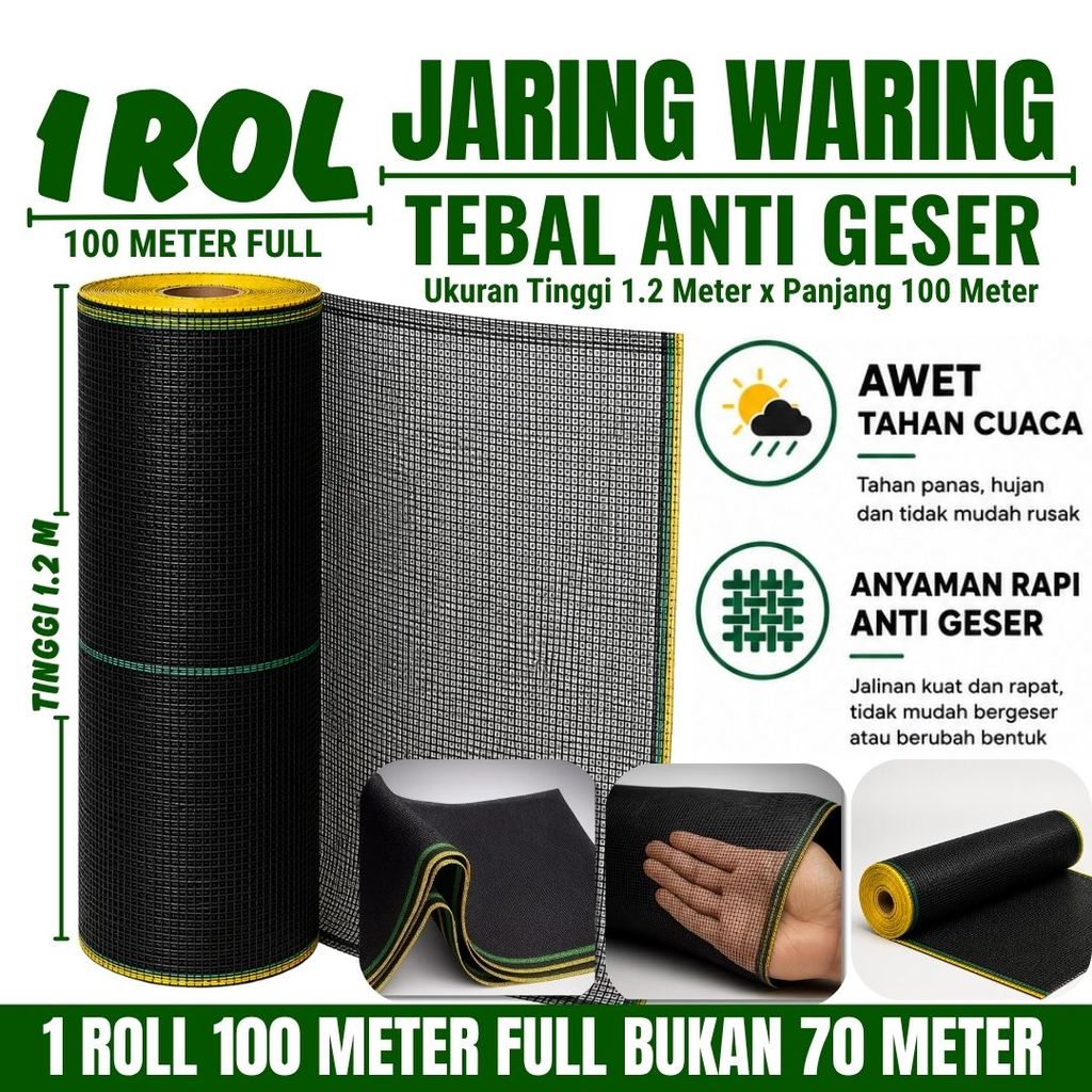 Jaring Waring Ukuran 100 M x 120 CM / Jaring Waring Pagar Kebun / Sekat Kolam / Pagar Ayam